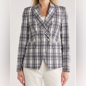 Veronica Beard Miller Plaid Dickey Jacket NWT Size 4 Wool Blend Blazer